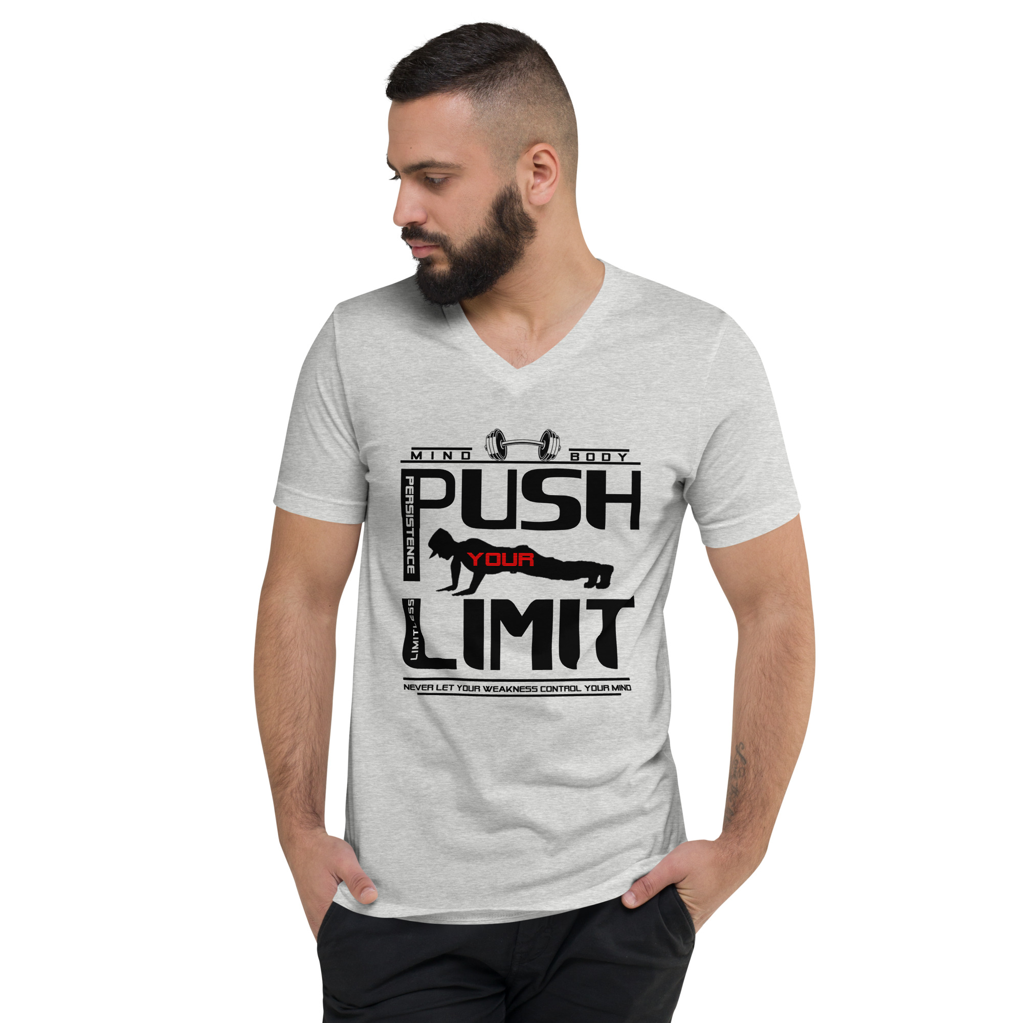 unisex-v-neck-tee-athletic-heather-front-689b3f00475d5.jpg Unisex Short Sleeve V-Neck T-Shirt - Image 1