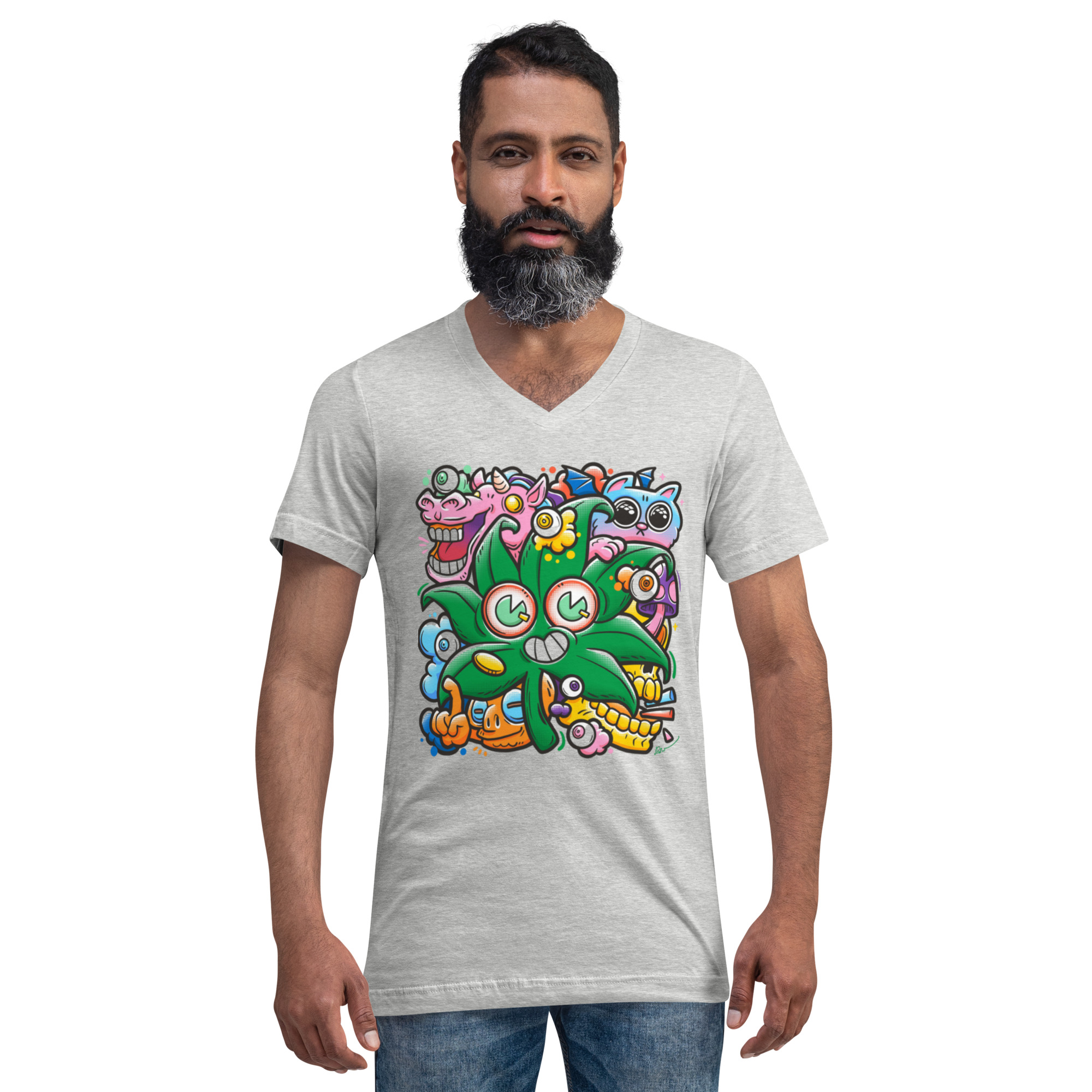 unisex-v-neck-tee-athletic-heather-front-689e95c0535b2.jpg Unisex Short Sleeve V-Neck T-Shirt - Image 1